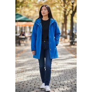 Pendleton Blue Plaid Lined Hooded Rain Jacket Windbreaker Coat Wm’s Size M